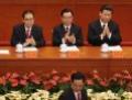 Chinas Prsident Hu Jintao (vorne) mit dem ehemaligen Premier Li Peng (L), He Guoqiang (M), Mitglied des Politbros der Kommunistischen Partei, und dem Vize-Prsident und Hus designierten Nachfolger Xi Jinping (R).